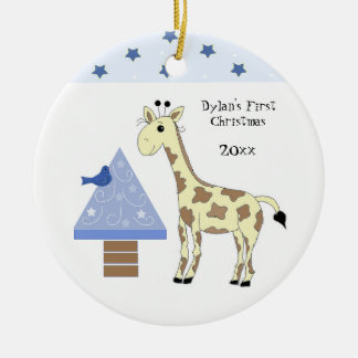 Giraffe Baby's First Christmas Ceramic Ornament