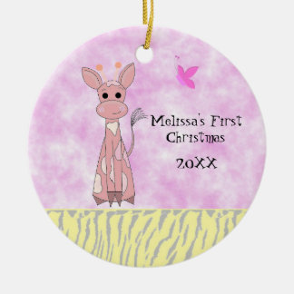Giraffe Baby's First Christmas Ceramic Ornament