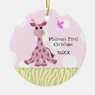 Giraffe Baby's First Christmas Ceramic Ornament