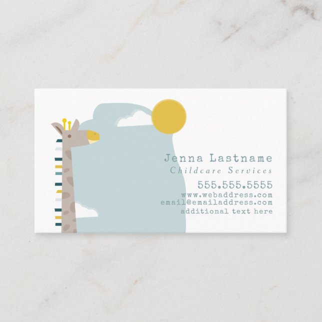 Giraffe Babysitter Childcare Nanny Business Card (Front)