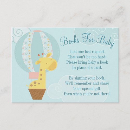 Giraffe Balloon Baby Shower Book Card Bring A Book