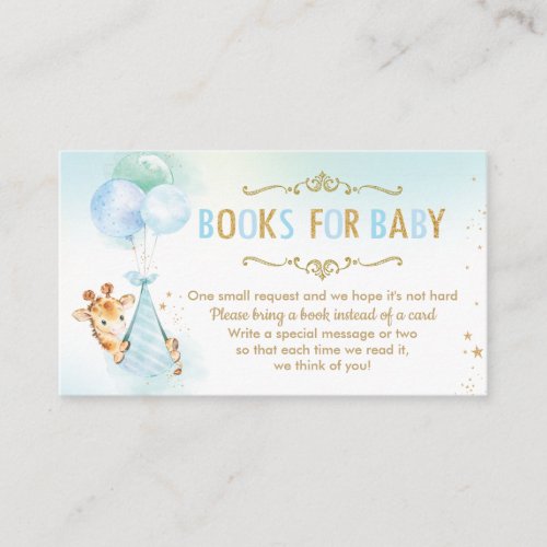 Giraffe Balloons Baby Shower Bring a Book Instead Enclosure Card