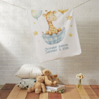 Giraffe Balloons Blue Yellow Boys Birth Stats
