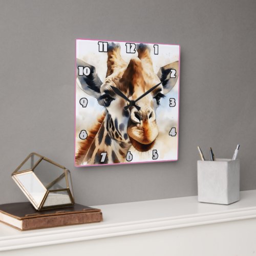 Giraffe basking in the African sun Square Wall Clock