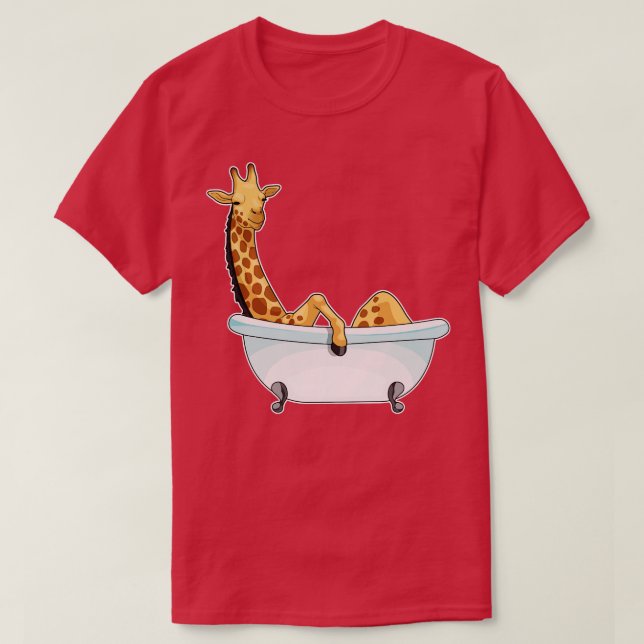 Giraffe Bath Bathtub T-Shirt (Design Front)
