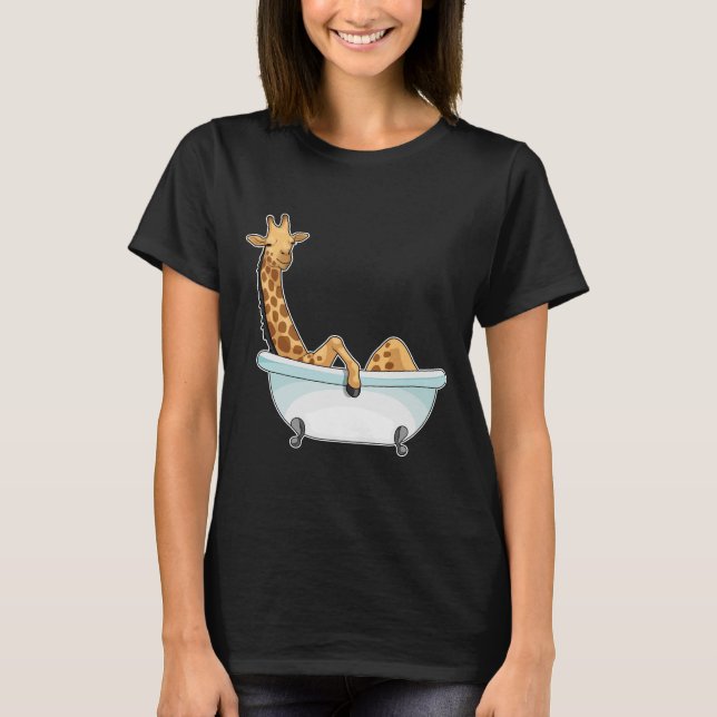 Giraffe Bathe Bathtub T-Shirt (Front)