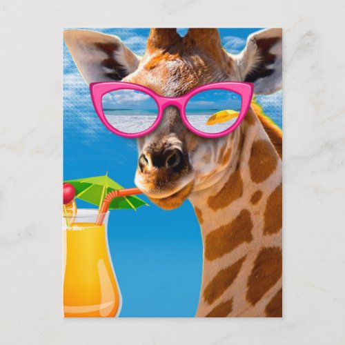 Giraffe beach _ funny giraffe postcard