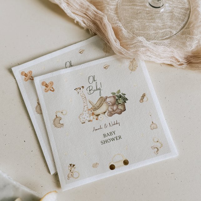 Giraffe & Bear Nursery Bohemian Toys Baby Shower Napkins (Creator Uploaded)