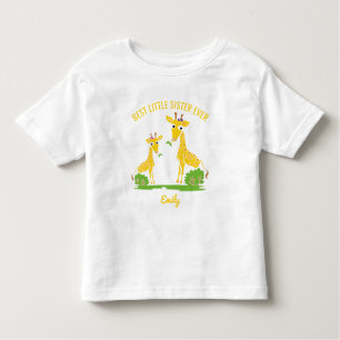 Giraffe Best Little Sister Ever Girls Personalized Toddler T-shirt