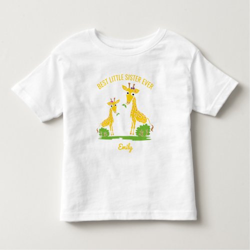 Giraffe Best Little Sister Ever Girls Personalized Toddler T_shirt