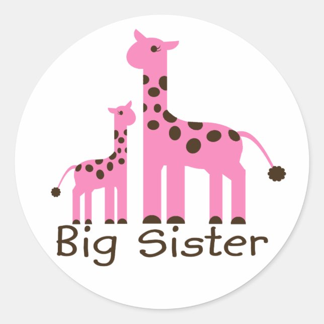 Giraffe Big Sister Classic Round Sticker (Front)