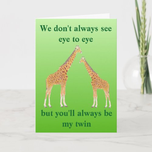 Giraffe Birthday Birthday card for your twin