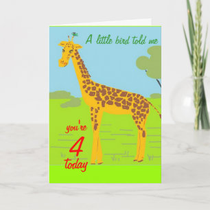 Giraffe birthday card 4 today
