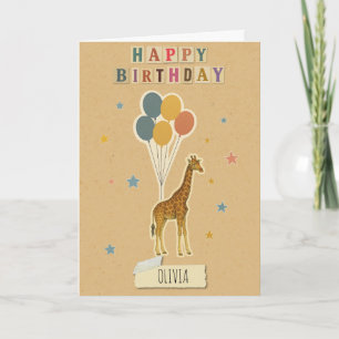 Giraffe Birthday Card – Personalized Name