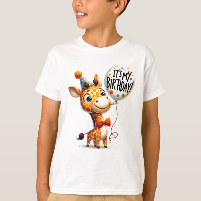 Giraffe Birthday Celebration T-Shirt (Front)