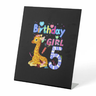 Giraffe Birthday For Girl 5th Giraffe Birthday 5 Y Pedestal Sign