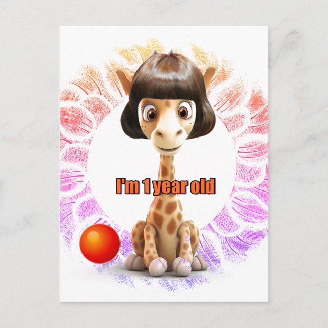 Giraffe Birthday for kids Postcard (Front)