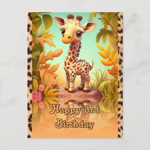 Giraffe Birthday for kids Postcard