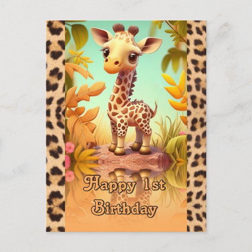 Giraffe Birthday for kids Postcard