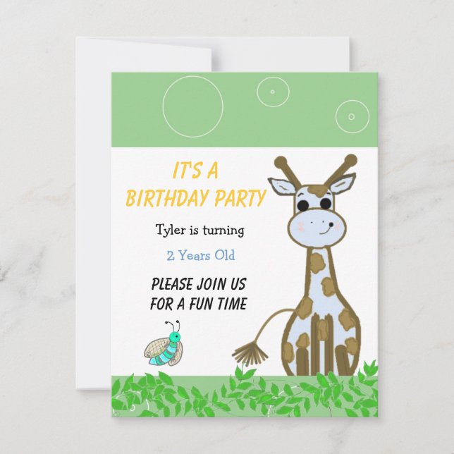 Giraffe Birthday Invitation (Front)