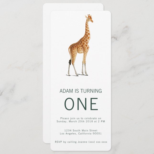 Giraffe  Birthday Invitation (Front/Back)