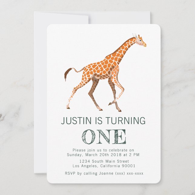 Giraffe  Birthday Invitation (Front)