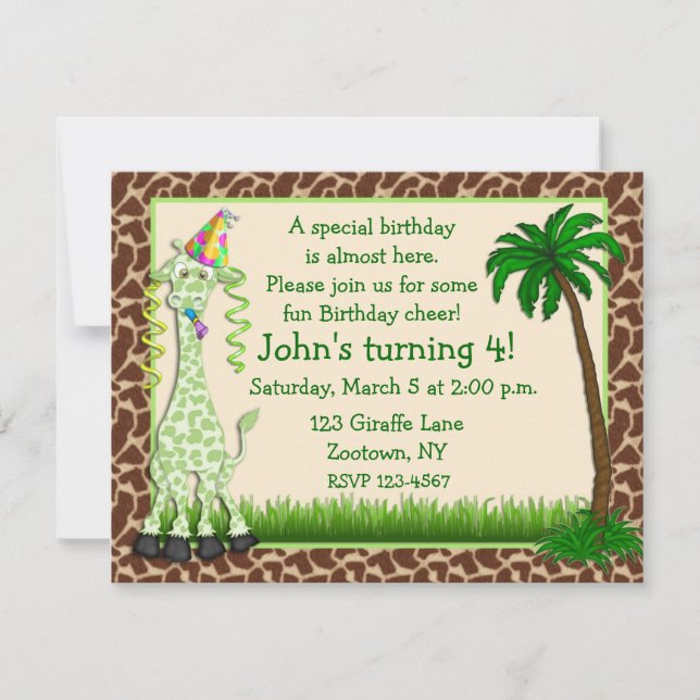 Giraffe Birthday Invitation (Front)