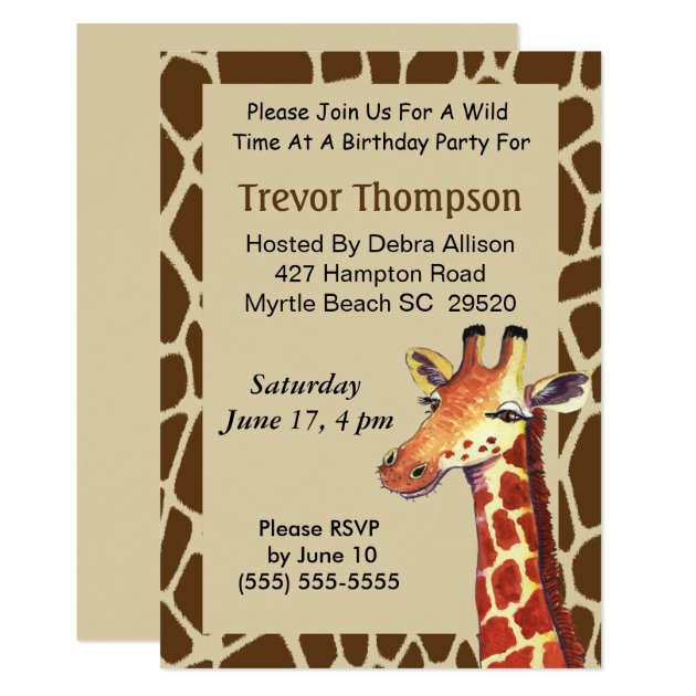 Giraffe Birthday Invitation