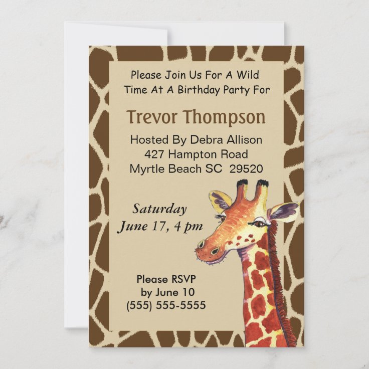 Giraffe Birthday Invitation Zazzle