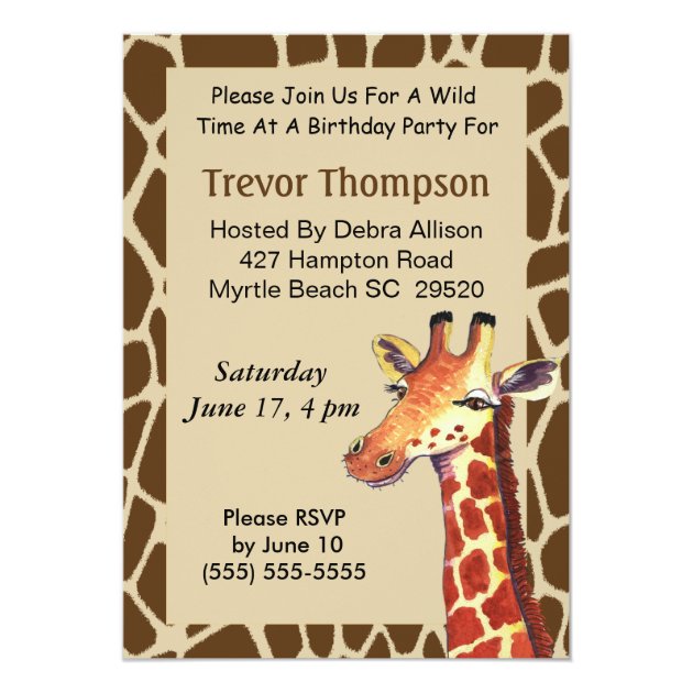 Giraffe Birthday Invitation