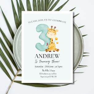Giraffe Birthday Invitation, Minimalist Birthday Invitation