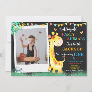 Giraffe birthday invitation Photo safari invite