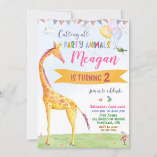 Giraffe birthday invitation Safari jungle party