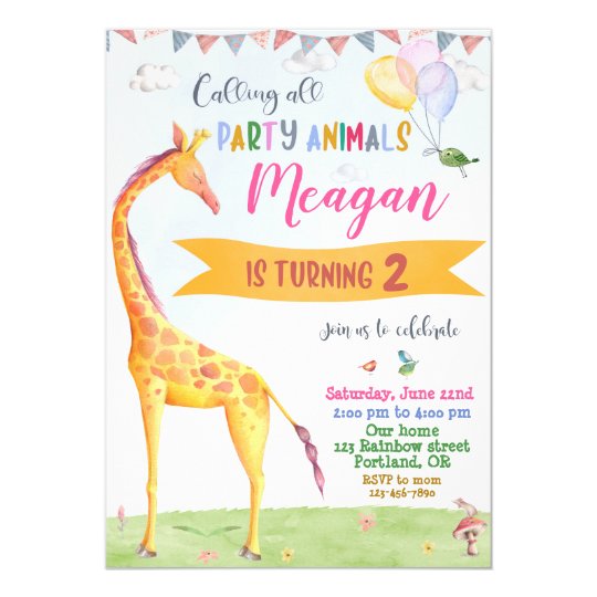 Giraffe Birthday Invitation Safari Jungle Party Giraffe Birthday Invitation Safari Jungle Party