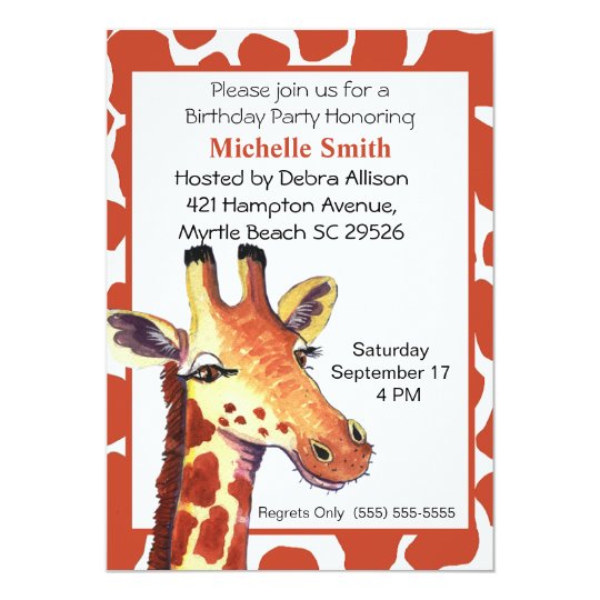 Giraffe Birthday Invitations Zazzle