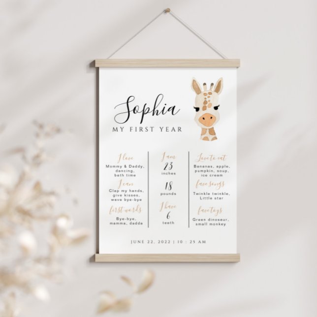 Giraffe Birthday Milestone Editable Poster (Creator Uploaded)