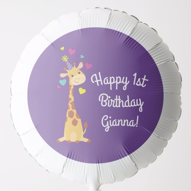 Giraffe Birthday Party Balloon (Front)