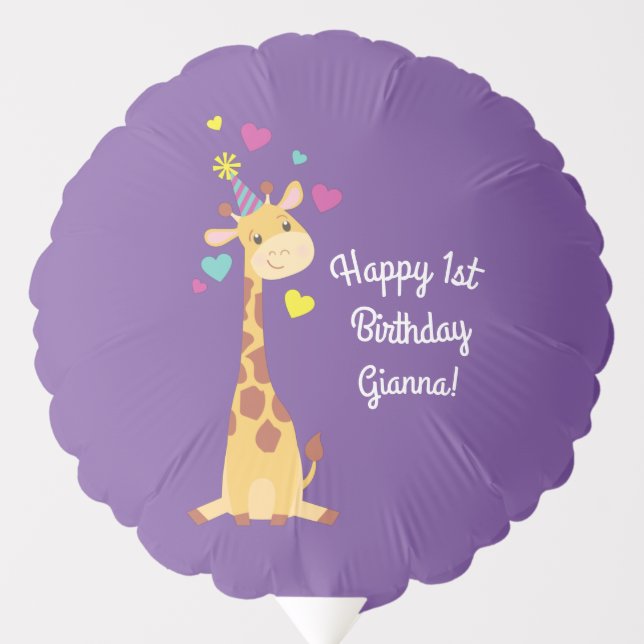 Giraffe Birthday Party Balloon (Front)