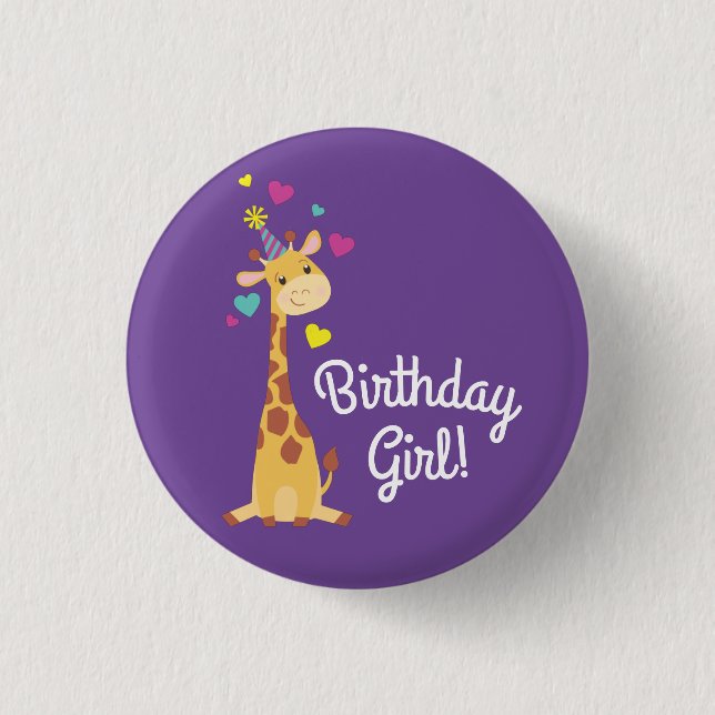 Giraffe Birthday Party Button (Front)