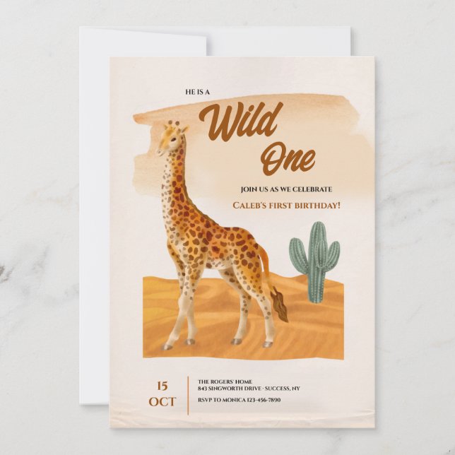 Giraffe Birthday Party Invitation (Front)