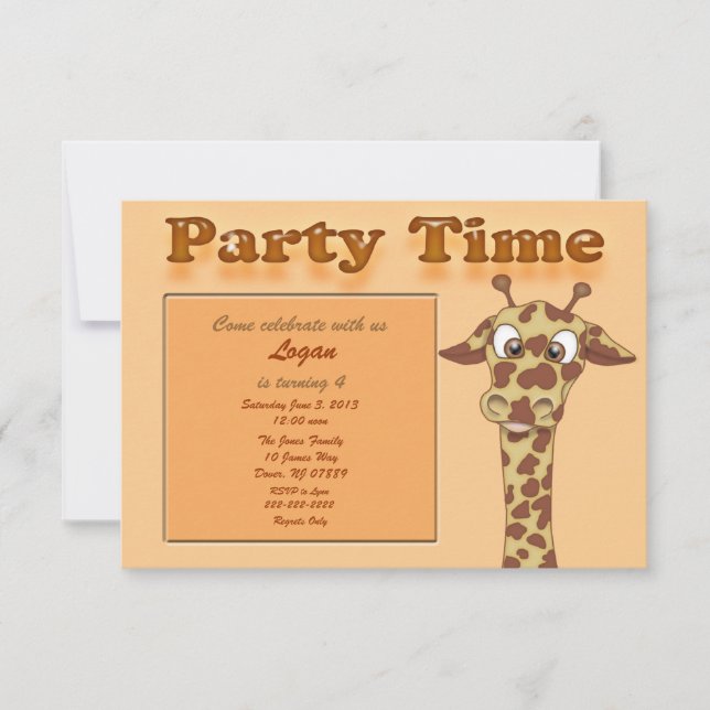 Giraffe Birthday Party Invitation (Front)