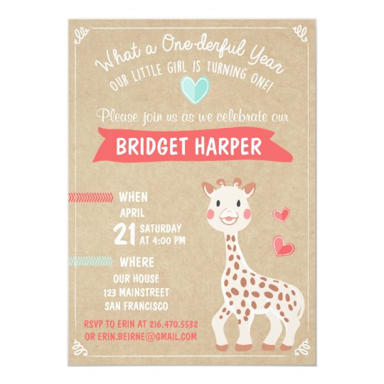 giraffe birthday party invitation first birthday zazzle com