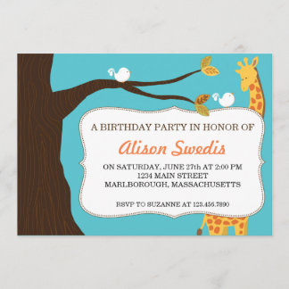 Giraffe Birthday Party Invite
