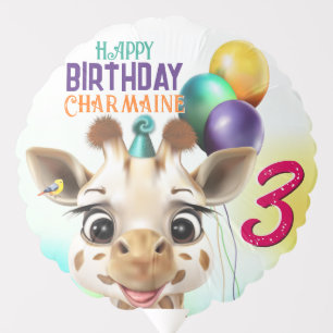 Giraffe Birthday Personalized Balloon