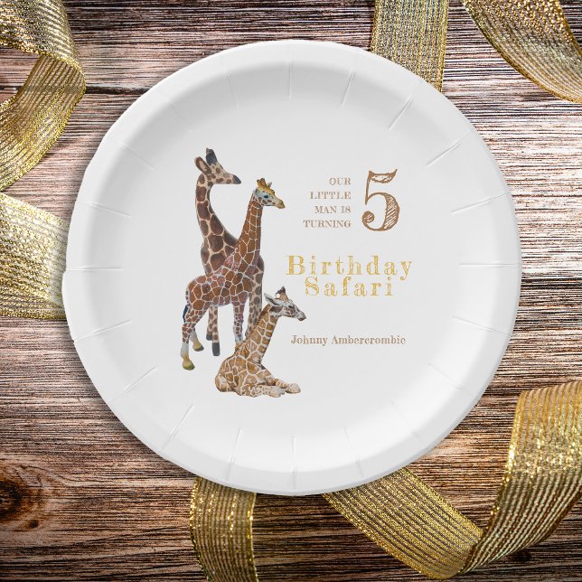 Giraffe Birthday Safari  Paper Plates (Giraffe birthday safari paper plates)