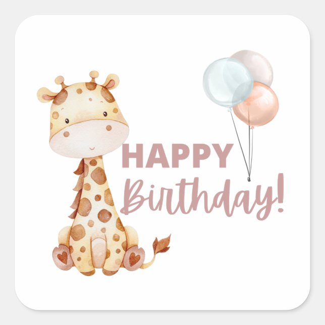 Giraffe Birthday Stickers (Front)
