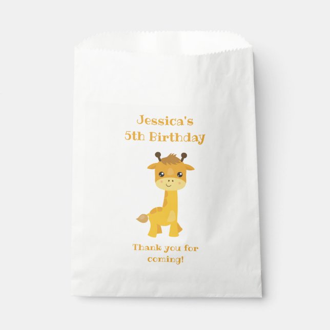 Giraffe Birthday Treats Favor Bag (Front)