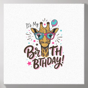 Giraffe Birthday Vintage Engraving Party Shirt_1 Canvas Photo Tile