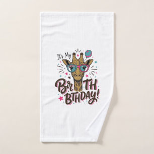 Giraffe Birthday Vintage Engraving Party Shirt_1 Hand Towel