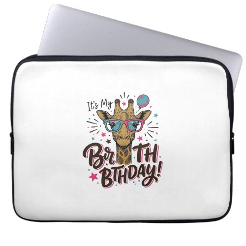 Giraffe Birthday Vintage Engraving Party Shirt_1 Laptop Sleeve